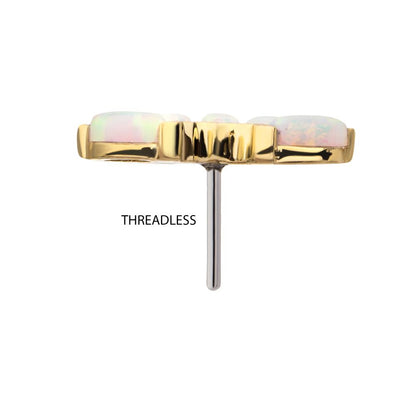 14Kt Gold Threadless Fan Shape Top with 5-Cluster Marquise Prong Opal 