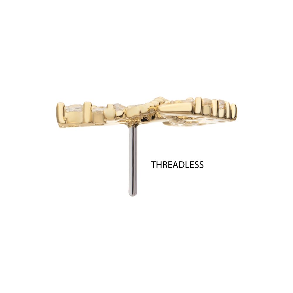 14Kt Yellow Gold Threadless Pave Gem Anchor Top