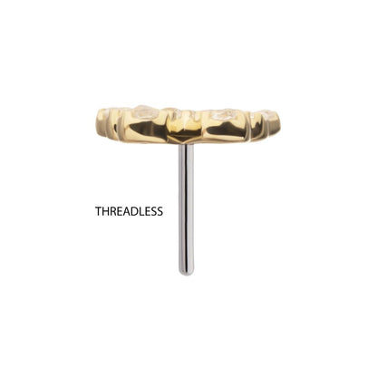 14Kt Yellow Gold Threadless Butterfly with Pave Gem Top