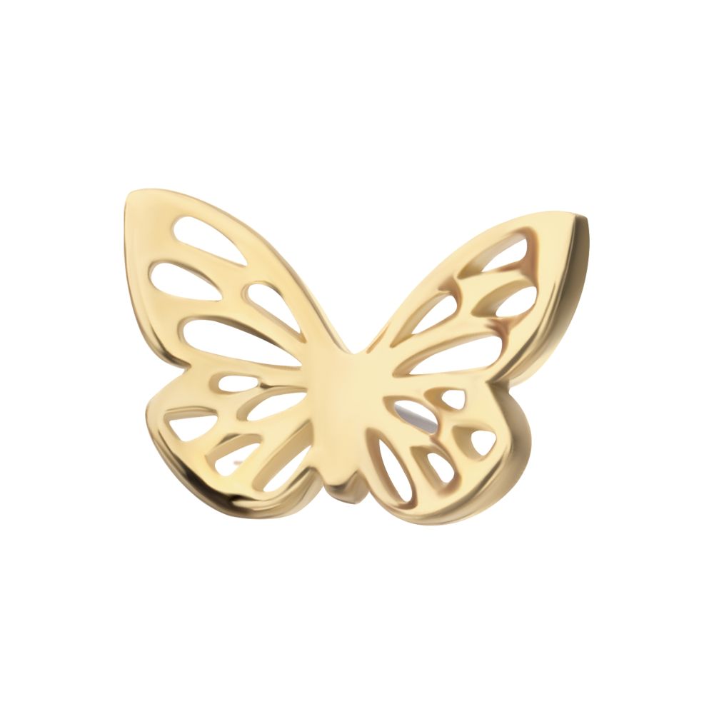 14Kt Yellow Gold Threadless Cut Out Butterfly Top