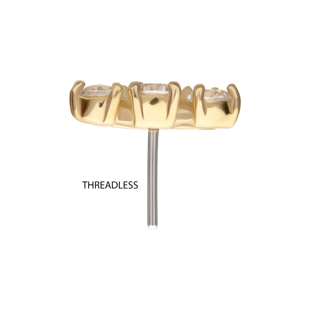 14Kt Gold Threadless Centered Gem Curved Cluster Top