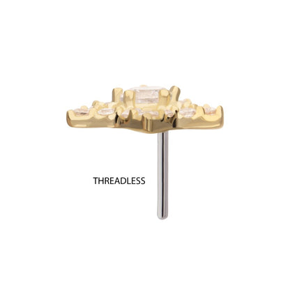 14Kt Yellow Gold Threadless Cut Out Star Top with Pave Gem