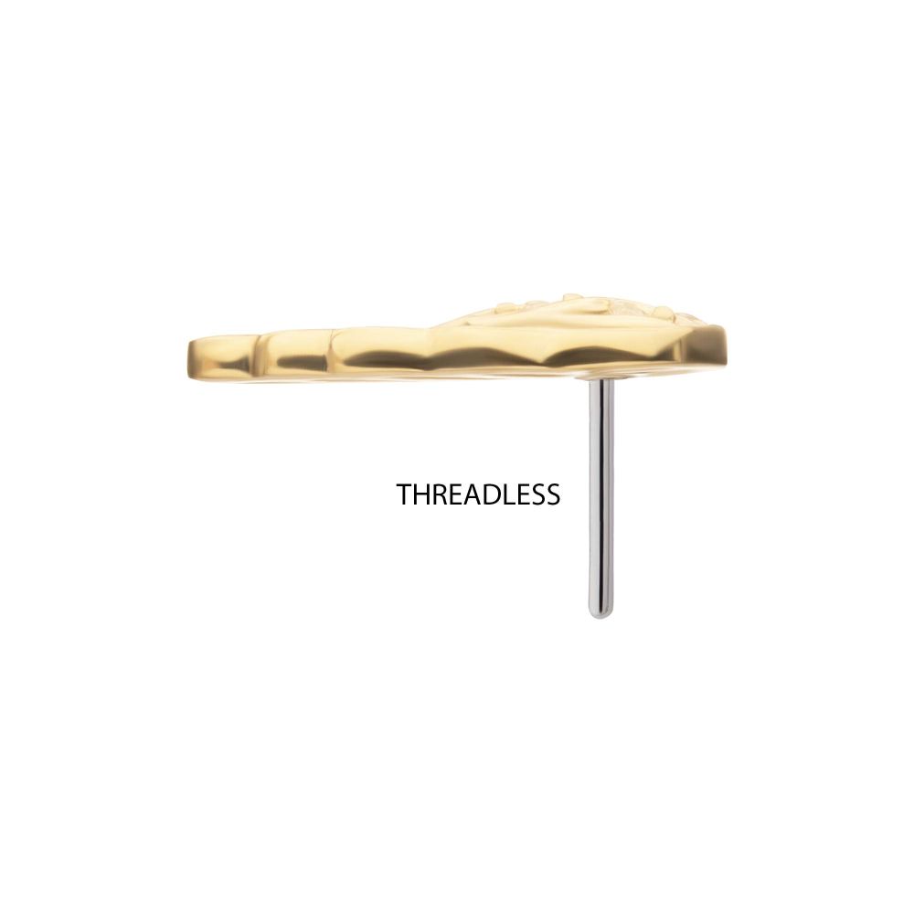 14Kt Gold Threadless Angel Wing with Pave Gem Top (Left Ear)