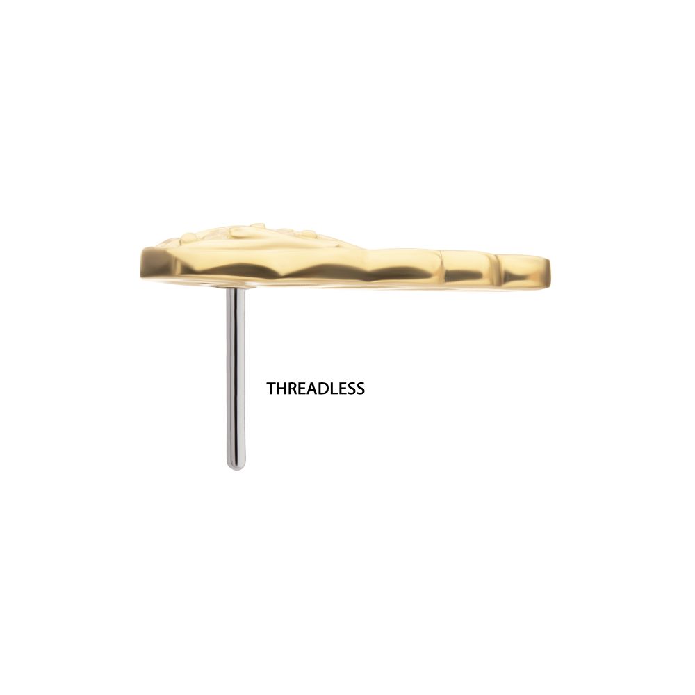 14Kt Gold Threadless Angel Wing with Pave Gem Top (Right Ear)