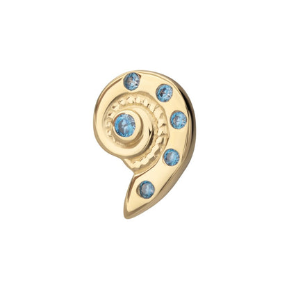 14Kt Yellow Gold Threadless Aqua CZ Gem Snaill Top