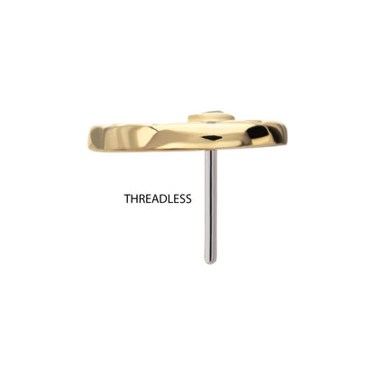 14Kt Yellow Gold Threadless Aqua CZ Gem Snaill Top