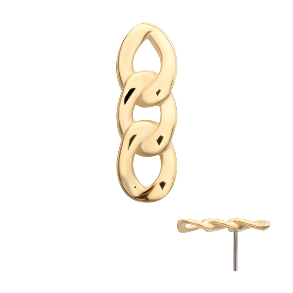 14Kt-Yellow Gold Threadless 3-Link Chain Top