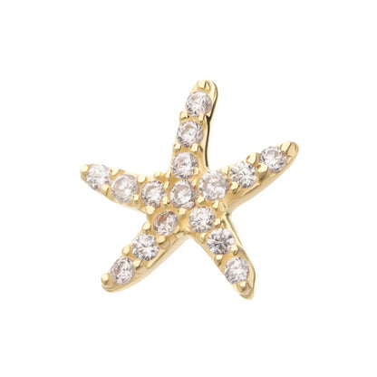 14Kt Yellow Gold Threadless Pave Gem Starfish Top
