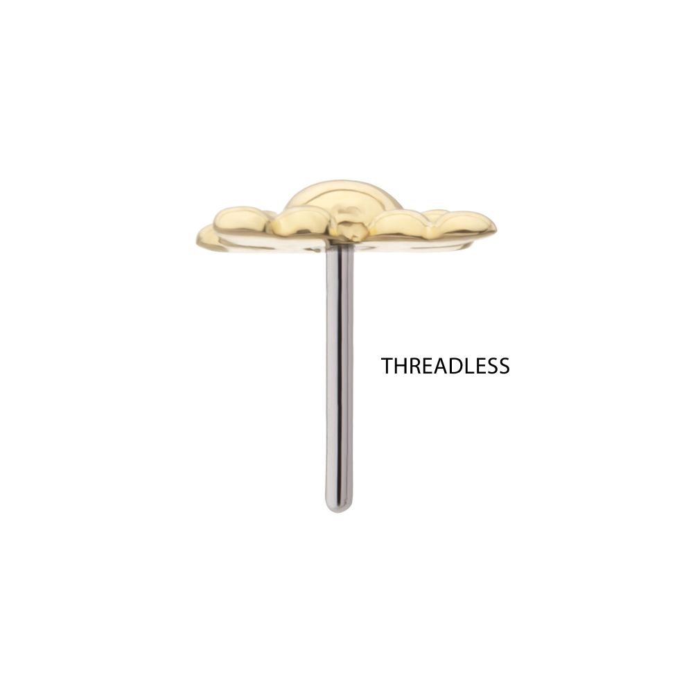 14Kt-Yellow Gold Threadless Tri-bead Flower Top