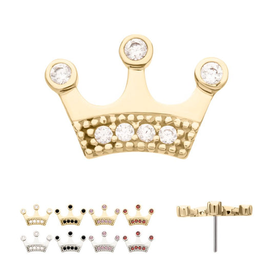 14Kt Gold Threadless Bezel CZ Gem Edge Crown Top
