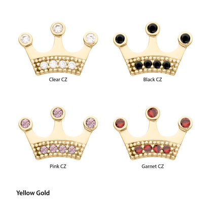 14Kt Gold Threadless Bezel CZ Gem Edge Crown Top
