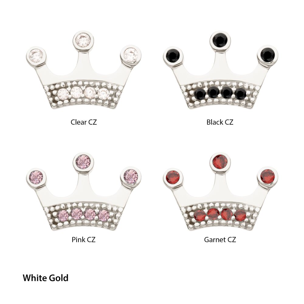 14Kt Gold Threadless Bezel CZ Gem Edge Crown Top