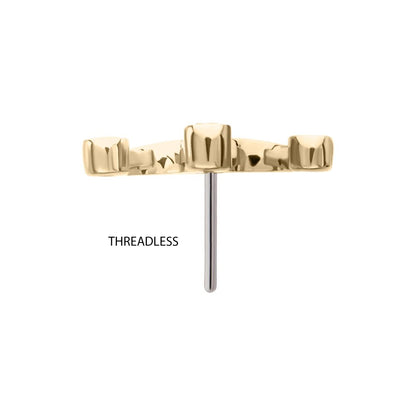 14Kt Gold Threadless Bezel CZ Gem Edge Crown Top