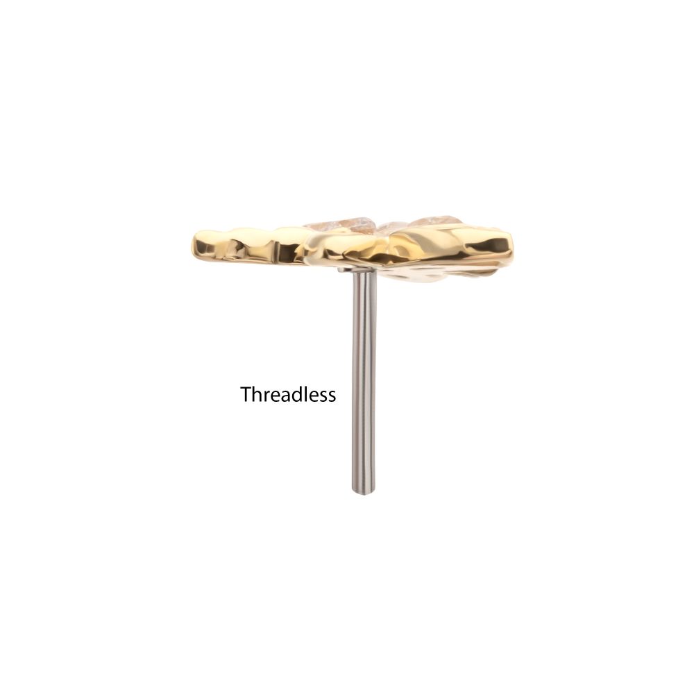 14Kt Yellow Gold Threadless Marquise Wing Dragonfly Top