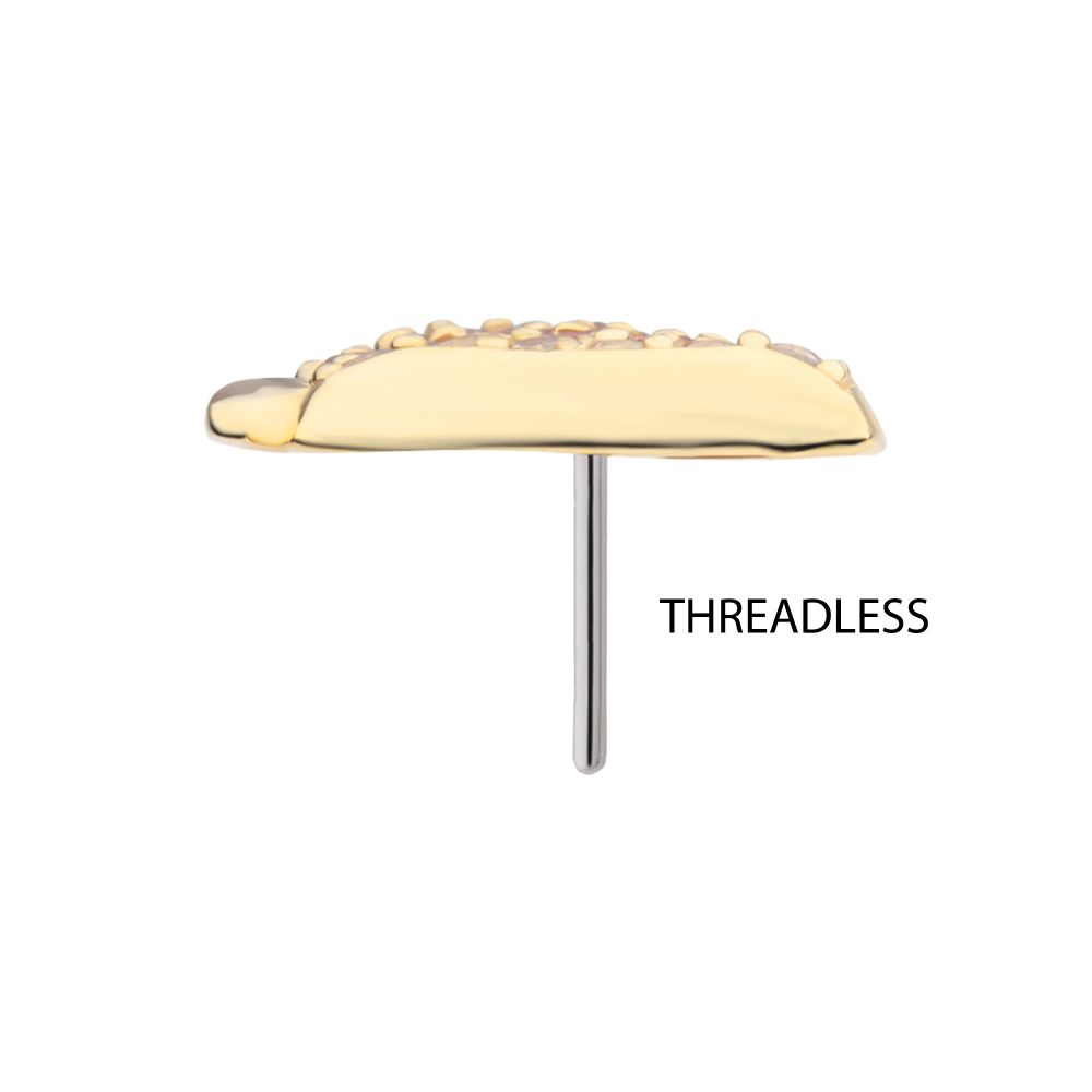 14Kt Yellow Gold Threadless Pave Set Garnet & Clear Gem Santa Hat Top