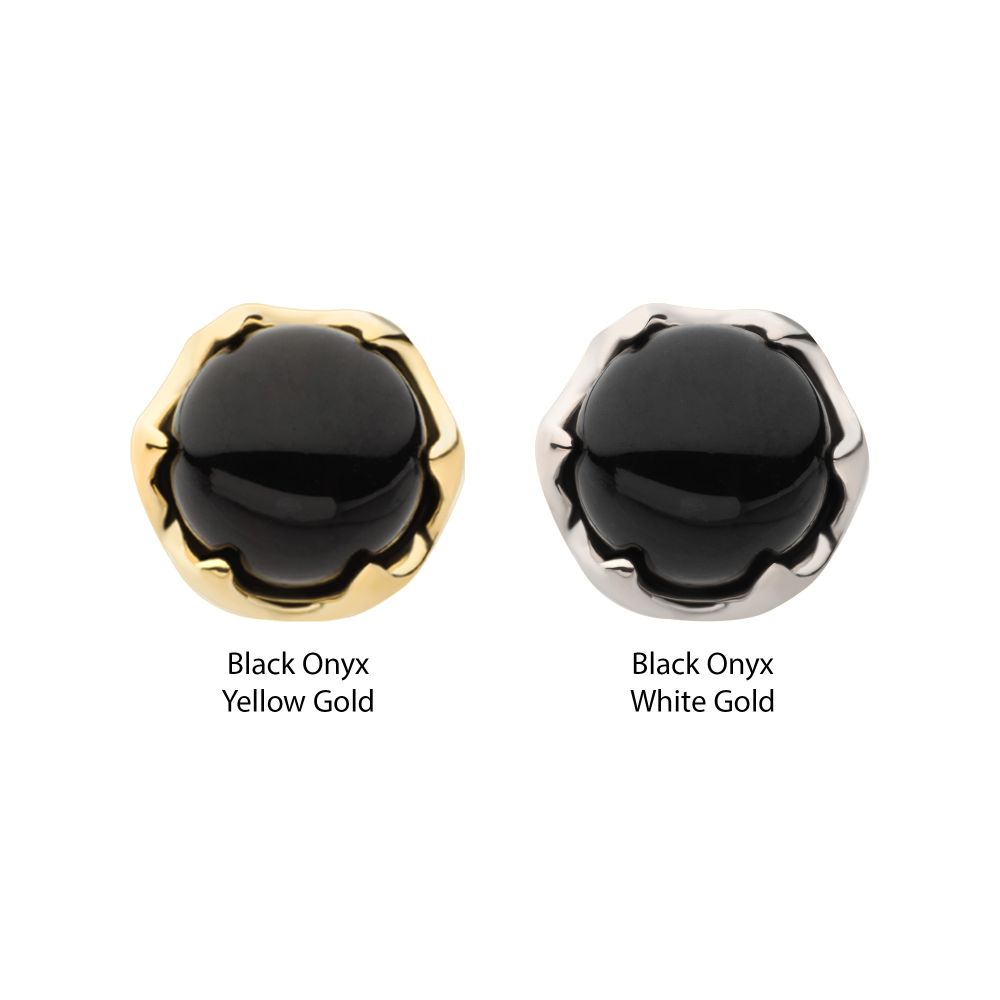 14Kt Gold Threadless 6 Prong Black Onyx Top