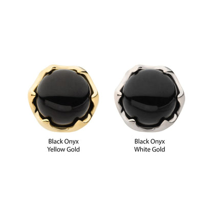 14Kt Gold Threadless 6 Prong Black Onyx Top