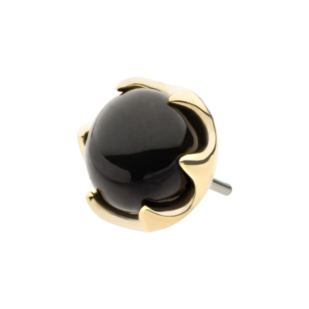 14Kt Gold Threadless 6 Prong Black Onyx Top