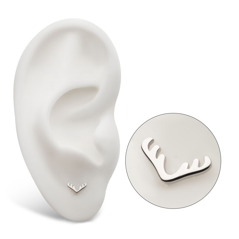 14Kt White Gold Threadless Reindeer Top