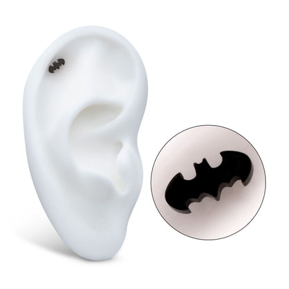 Black PVD Titanium Threadless DC Comics Batman Logo Top