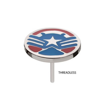 Titanium Threadless Enamel Marvel Captain America Sam Wilson Top