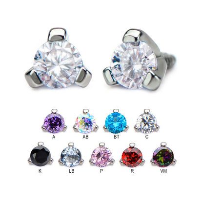 16g Titanium Internally Threaded Microdermal Top with Prong set CZ Gem