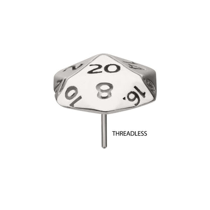 Titanium Dungeons & Dragons 3D Flat Back Dice Threadless Top