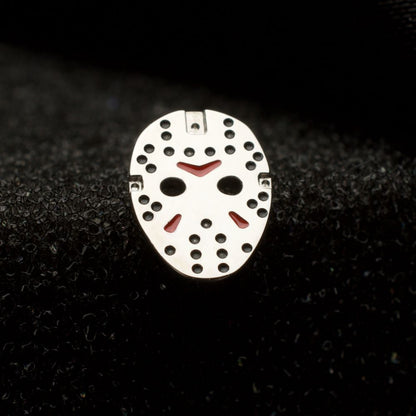 Titanium-Threadless Enamel Friday The 13th Jason Mask Top
