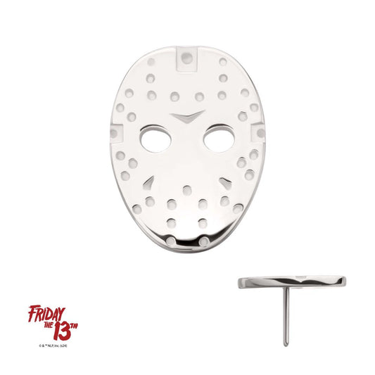 14Kt White Gold Friday The 13th Jason Mask Threadless Top