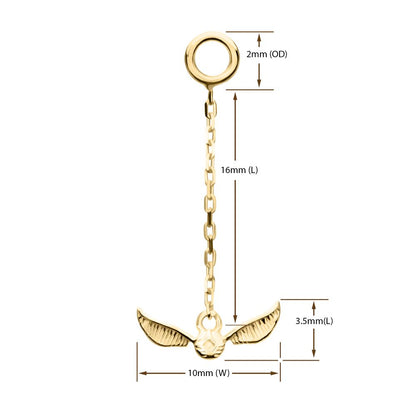 14Kt-Gold Harry Potter Golden Snitch Dangle Charm