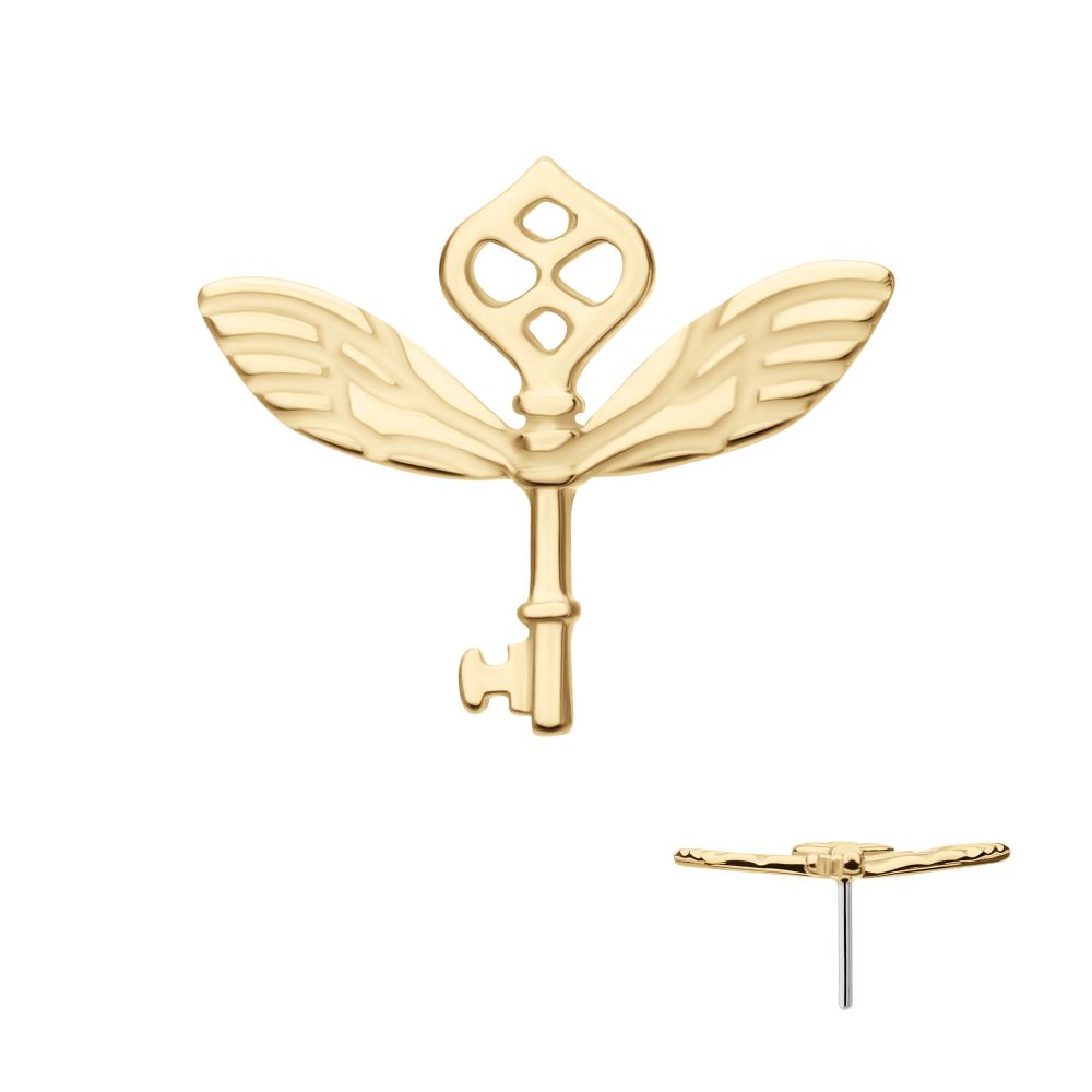 14Kt Gold Harry Potter Winged Key Threadless Top