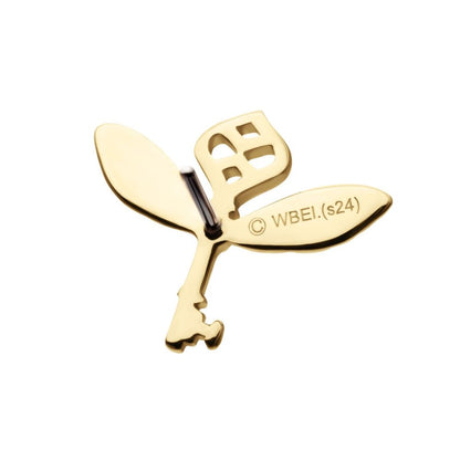 14Kt Gold Harry Potter Winged Key Threadless Top