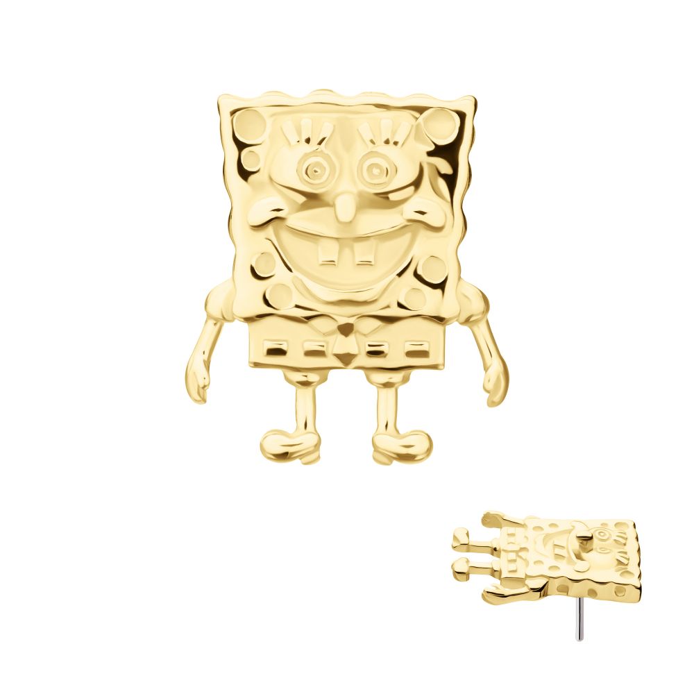 14Kt Yellow Gold Nickelodeon SpongeBob SquarePants Threadless Top