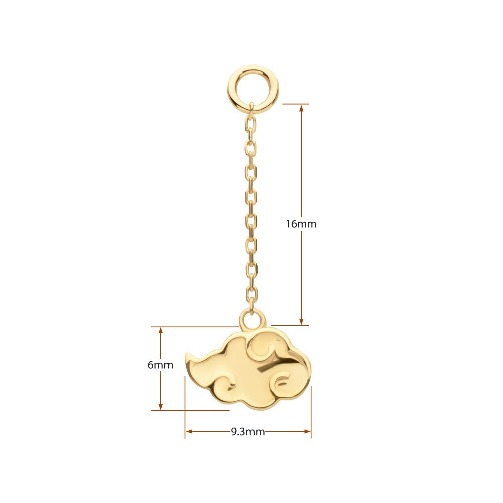 14Kt Yellow Gold Naruto Shippuden Akatsuki Cloud Symbol Dangle Charm