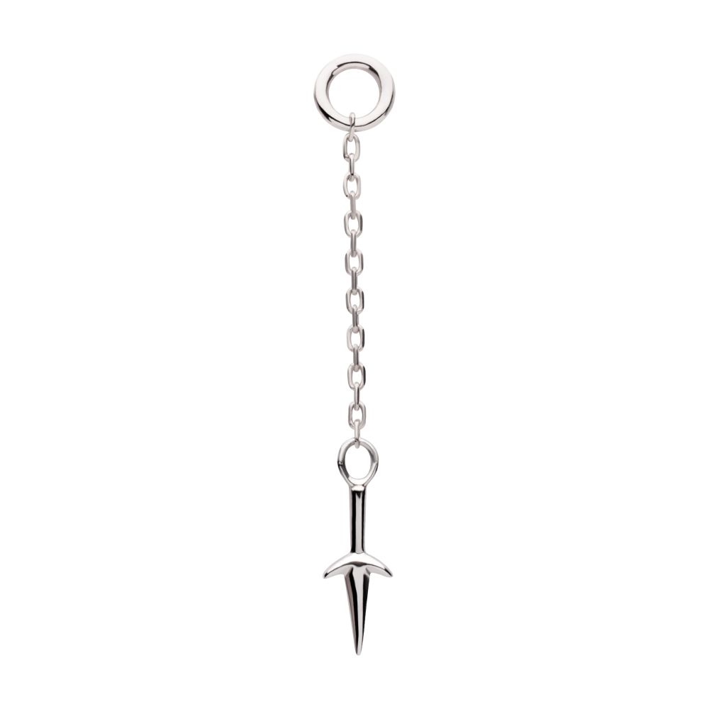 14Kt White Gold Naruto Shippuden Kunai Knife Dangle Charm