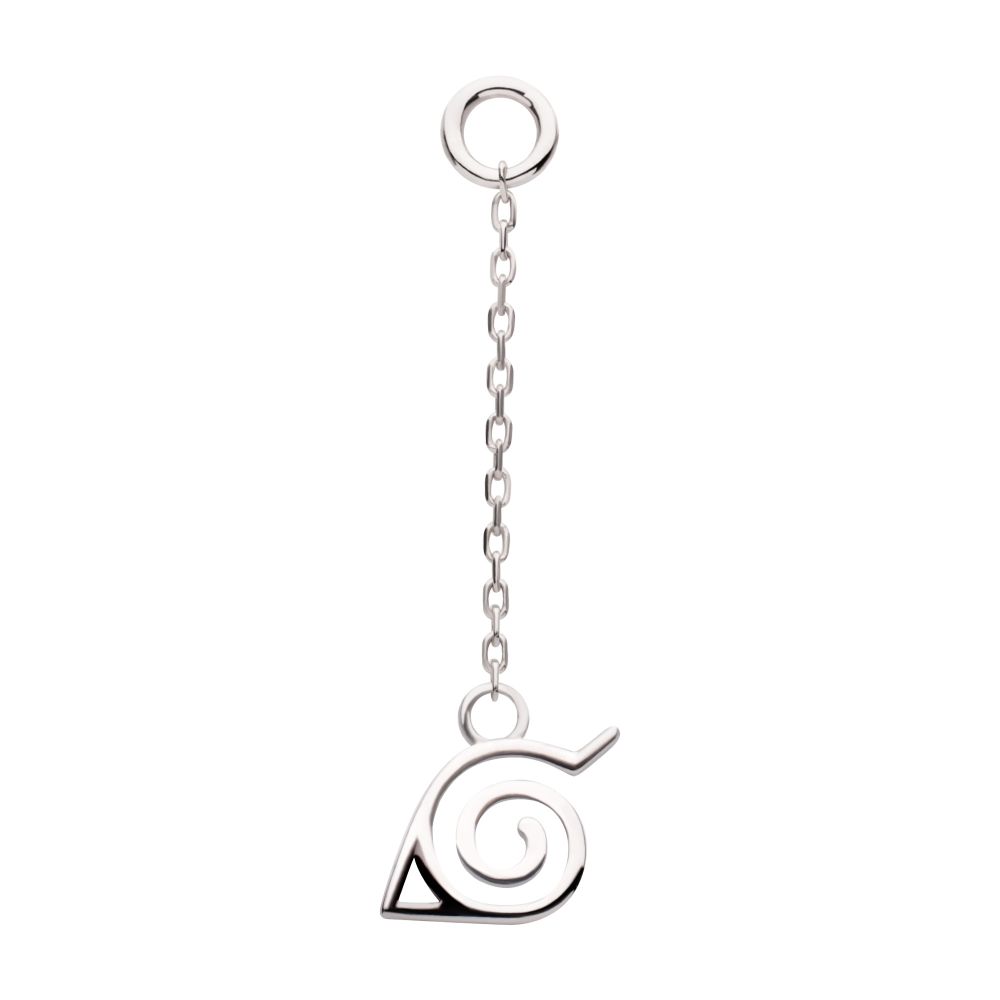 14Kt White Gold Naruto Shippuden Hidden Leaf Village Logo Dangle Charm