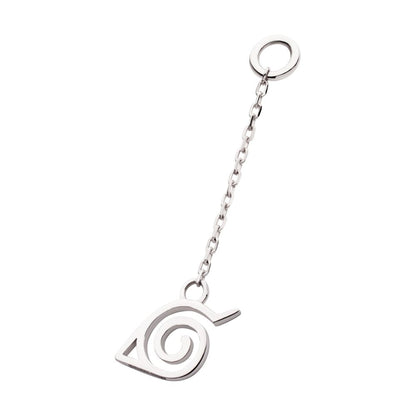 14Kt White Gold Naruto Shippuden Hidden Leaf Village Logo Dangle Charm