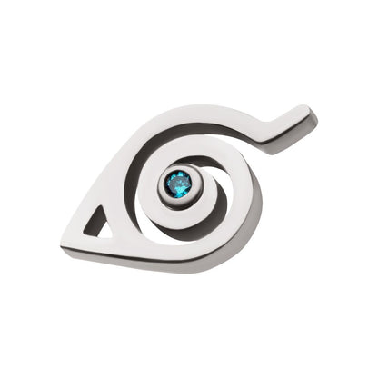 Titanium Threadless Naruto Shippuden Hidden Leaf Village Logo Bezel Set Aqua Gem Top