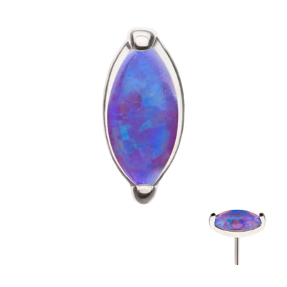 14Kt White Gold Threadless Prong Set Marquise Opal Top
