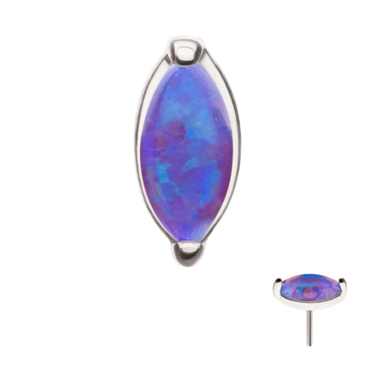 14Kt White Gold Threadless Prong Set Marquise Opal Top