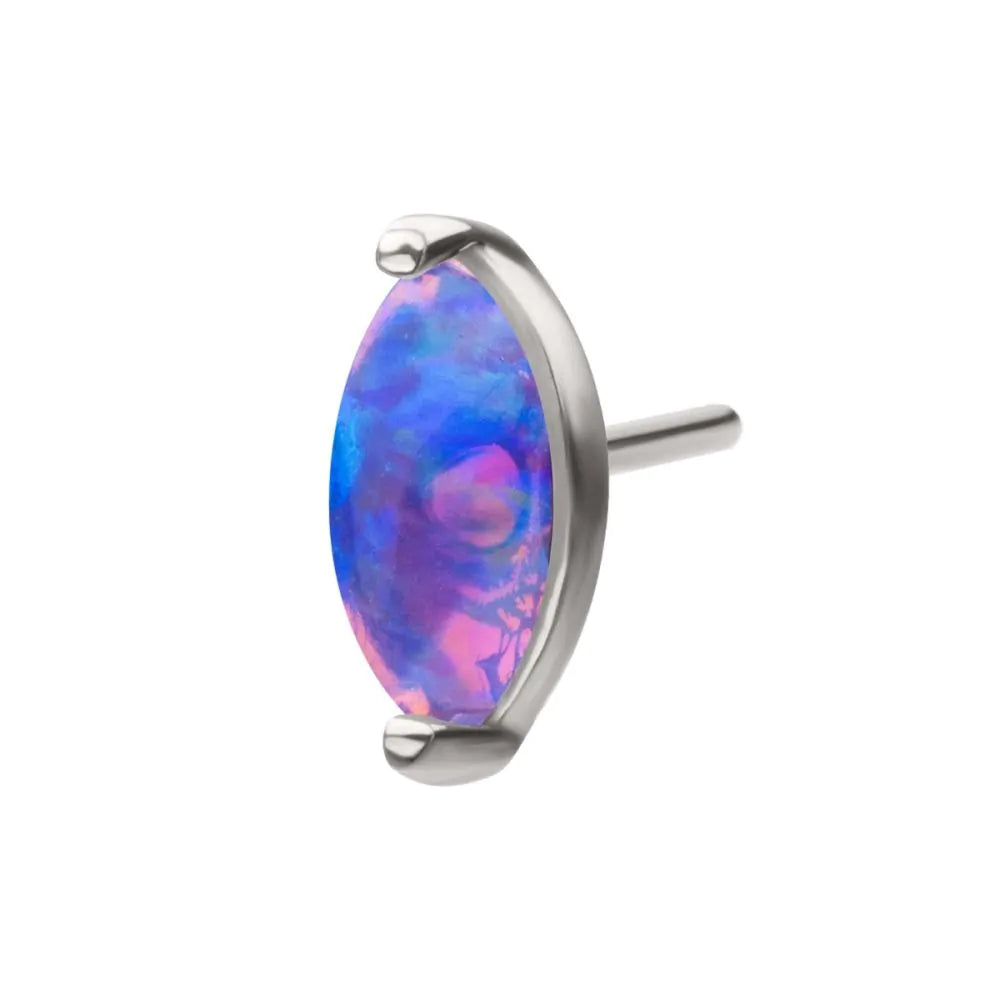14Kt White Gold Threadless Prong Set Marquise Opal Top