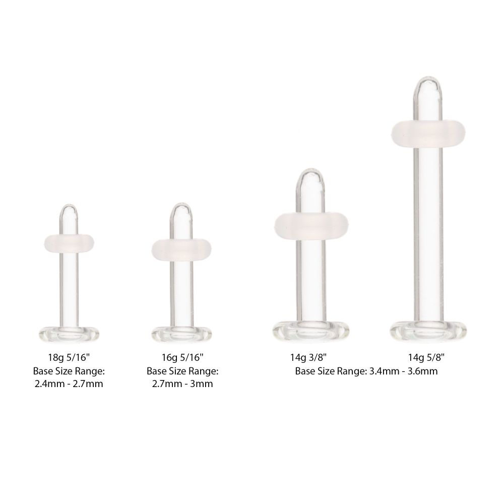 Glass Labret Retainer with Clear Silicone O-Ring