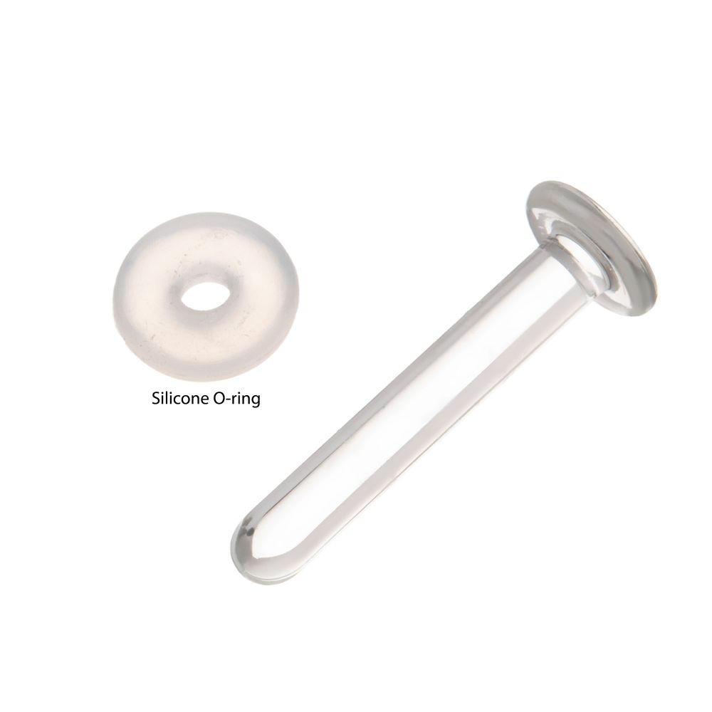 Glass Labret Retainer with Clear Silicone O-Ring