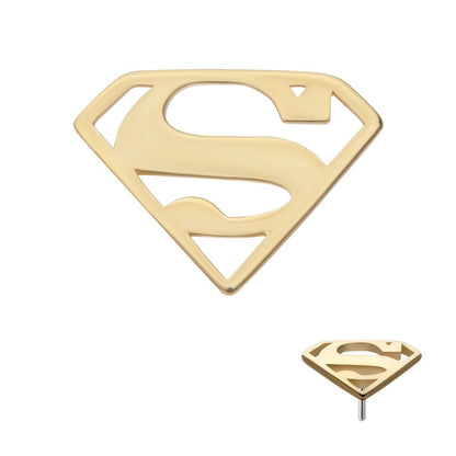 14Kt Yellow Gold DC Comics Superman Logo Threadless Top