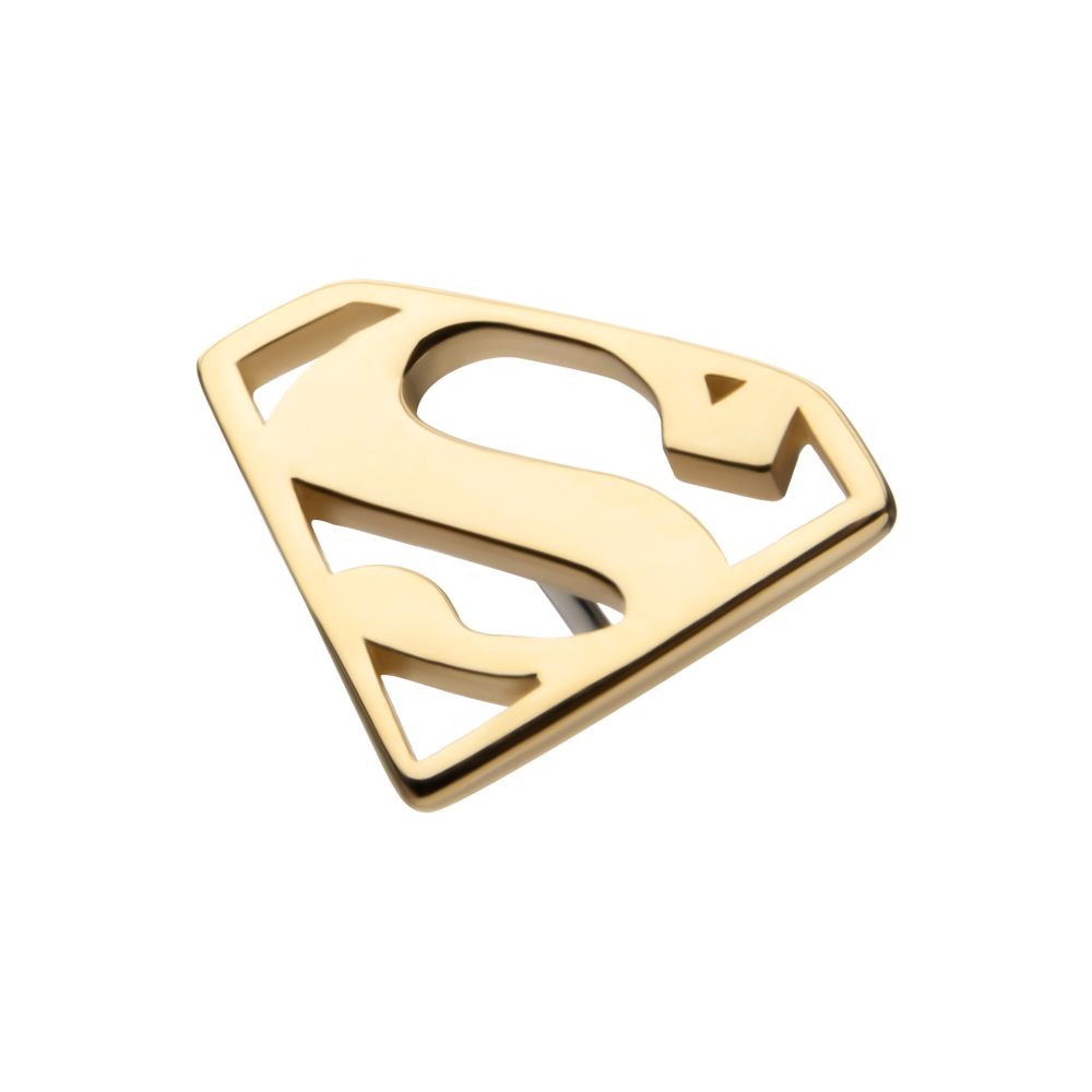 14Kt Yellow Gold DC Comics Superman Logo Threadless Top