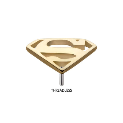 14Kt Yellow Gold DC Comics Superman Logo Threadless Top