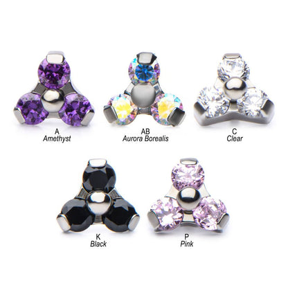 Titanium Internally Threaded Pronged Round CZ Trinity Top