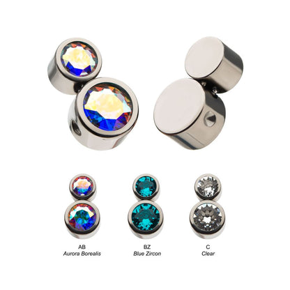 Titanium 2-Bezel Set Swarovski Crystal Cluster Dimple Bead