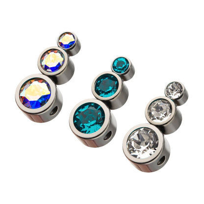 Titanium 3-Bezel Set Swarovski Crystal Cluster Dimple Bead