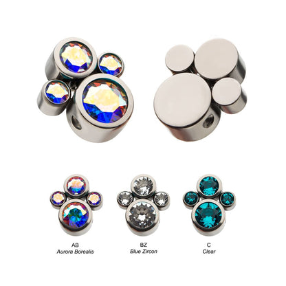 Titanium 4-Bezel Set Swarovski Crystal Cluster Dimple Bead